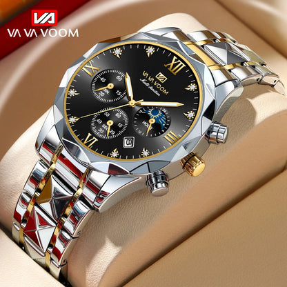 Hannah Martin Vava Voom 2741 Fashion Men's Watches Brand Waterproof Stainless Steel Business High End Date Quartz Watch for Men