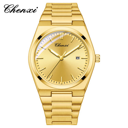CHENXI 683 Classic Minimalist Dial Fashion Casual Quartz Watches for Men Calendar Stainless Steel Gold Watch Hot Selling Gift