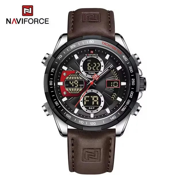 NAVIFORCE 9197 Quartz Watches Mens Luxury Sport Chronograph Waterproof Quartz Big Dial Clock Digital Wristwatches Men Watch