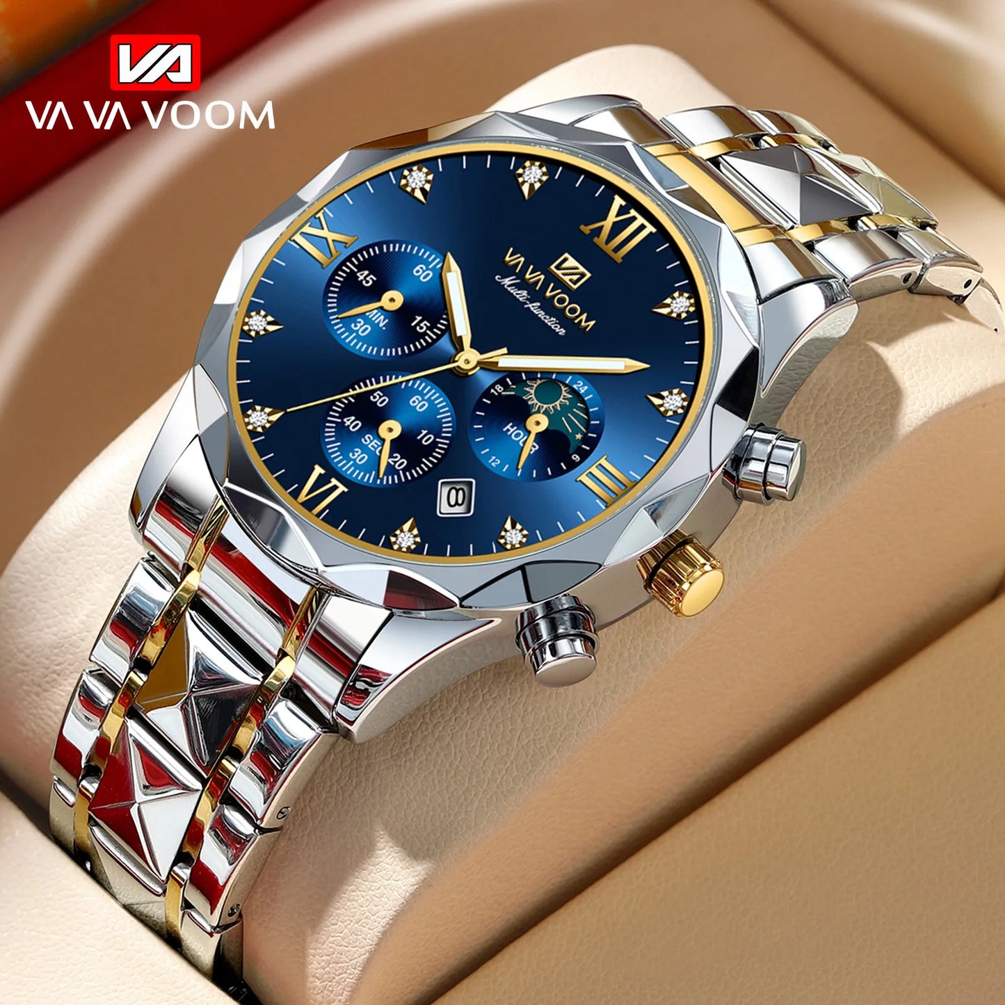 Hannah Martin Vava Voom 2741 Fashion Men's Watches Brand Waterproof Stainless Steel Business High End Date Quartz Watch for Men