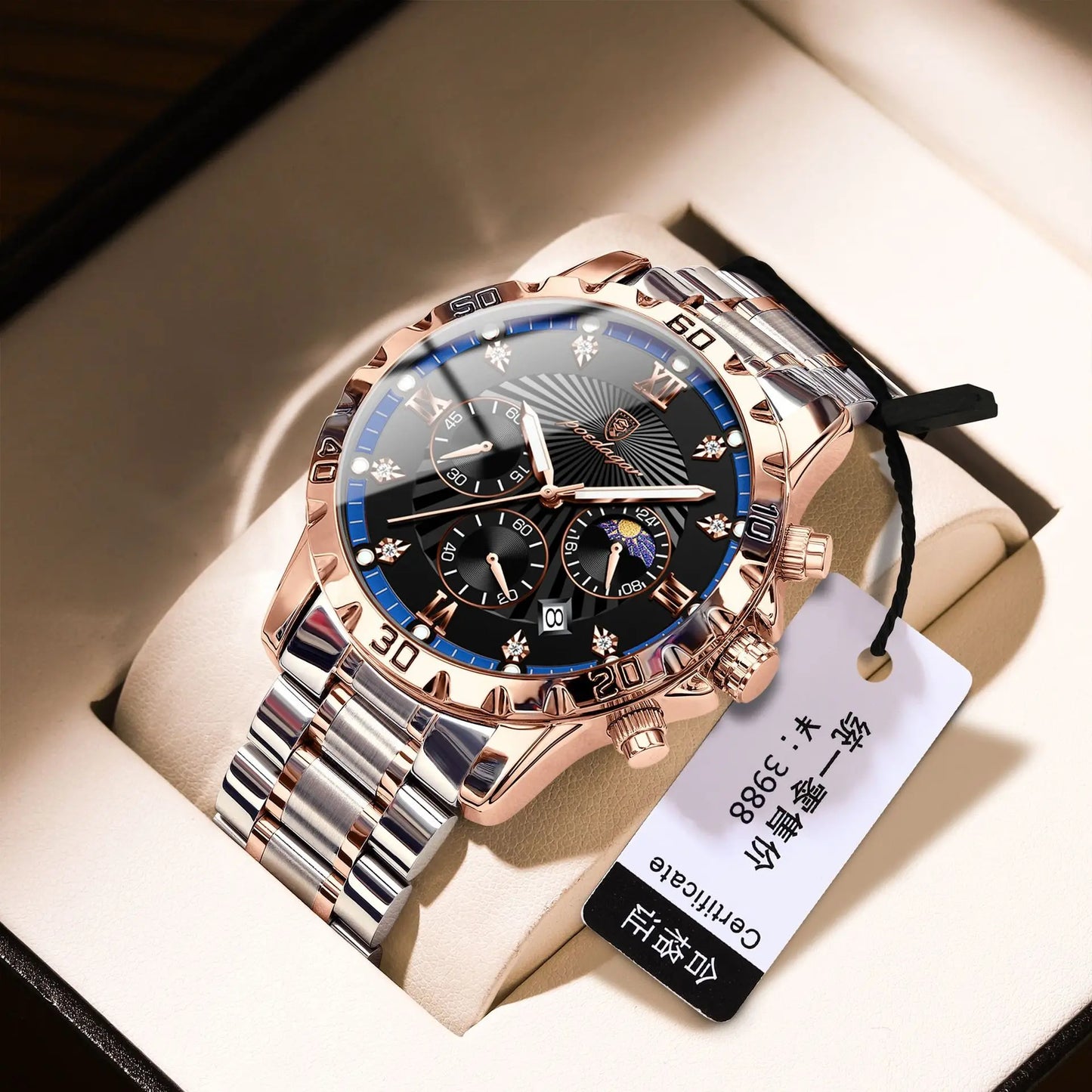 POEDAGAR Luxury Watch for Men 965 Waterproof Luminous Chronograph Date Man Wrist Watch Stainless Steel Quartz Men's Watches