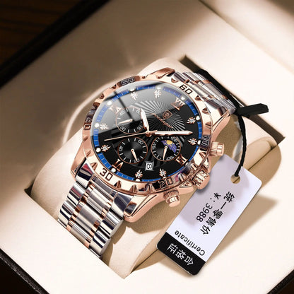 POEDAGAR Luxury Watch for Men 965 Waterproof Luminous Chronograph Date Man Wrist Watch Stainless Steel Quartz Men's Watches
