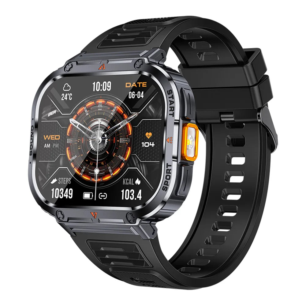 Outdoor Flashlight Smart Watch NX23 BT Calling Health Monitoring Heart Rate Blood Oxygen Men Sport Smart Watches IP68 Waterproof