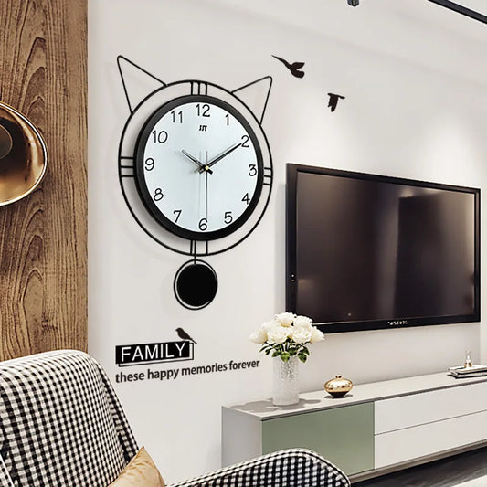 Modern Design Cute Cat Design Iron Wall Decor Clock Designed Buy Wholesale Wall Clock China Manufacturers