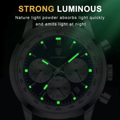 POEDAGAR 921 New Luxury Man Watch High Quality Waterproof Chronograph Luminous Men's Leather Quartz Watches Casual Clock