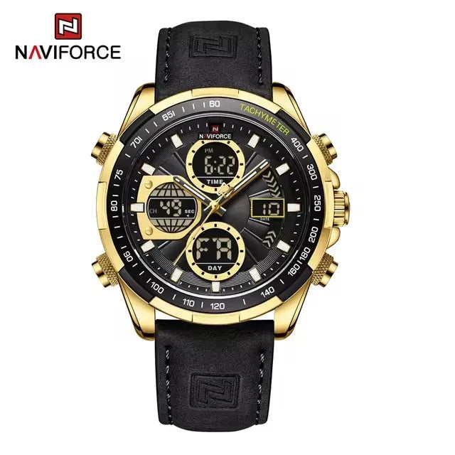 NAVIFORCE 9197 Quartz Watches Mens Luxury Sport Chronograph Waterproof Quartz Big Dial Clock Digital Wristwatches Men Watch