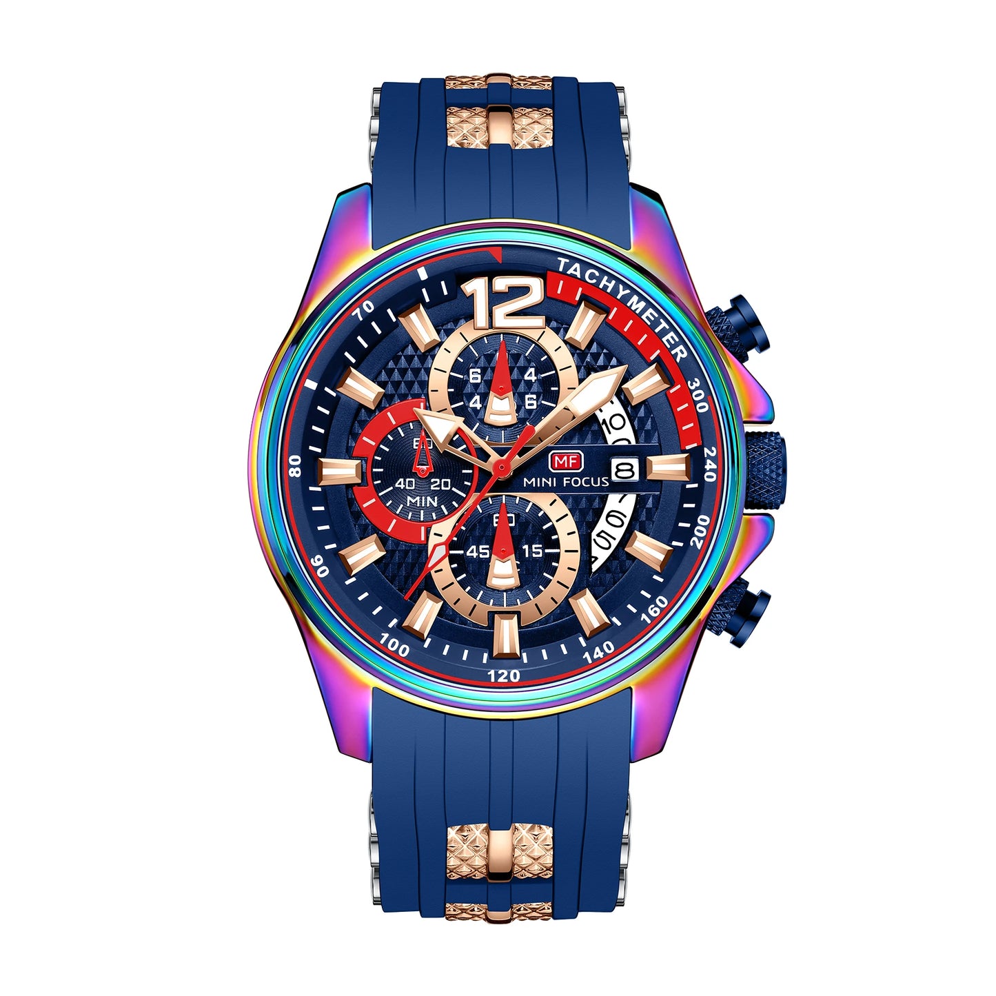 Best Selling MINI FOCUS MF0350G Luxury Quartz Watch Men Waterproof Silicone Band Waterproof Luminous Hands Wrist Watches
