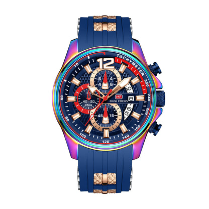 Best Selling MINI FOCUS MF0350G Luxury Quartz Watch Men Waterproof Silicone Band Waterproof Luminous Hands Wrist Watches