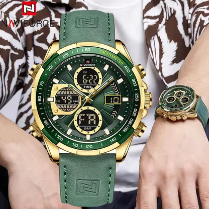 NAVIFORCE 9197 Quartz Watches Mens Luxury Sport Chronograph Waterproof Quartz Big Dial Clock Digital Wristwatches Men Watch
