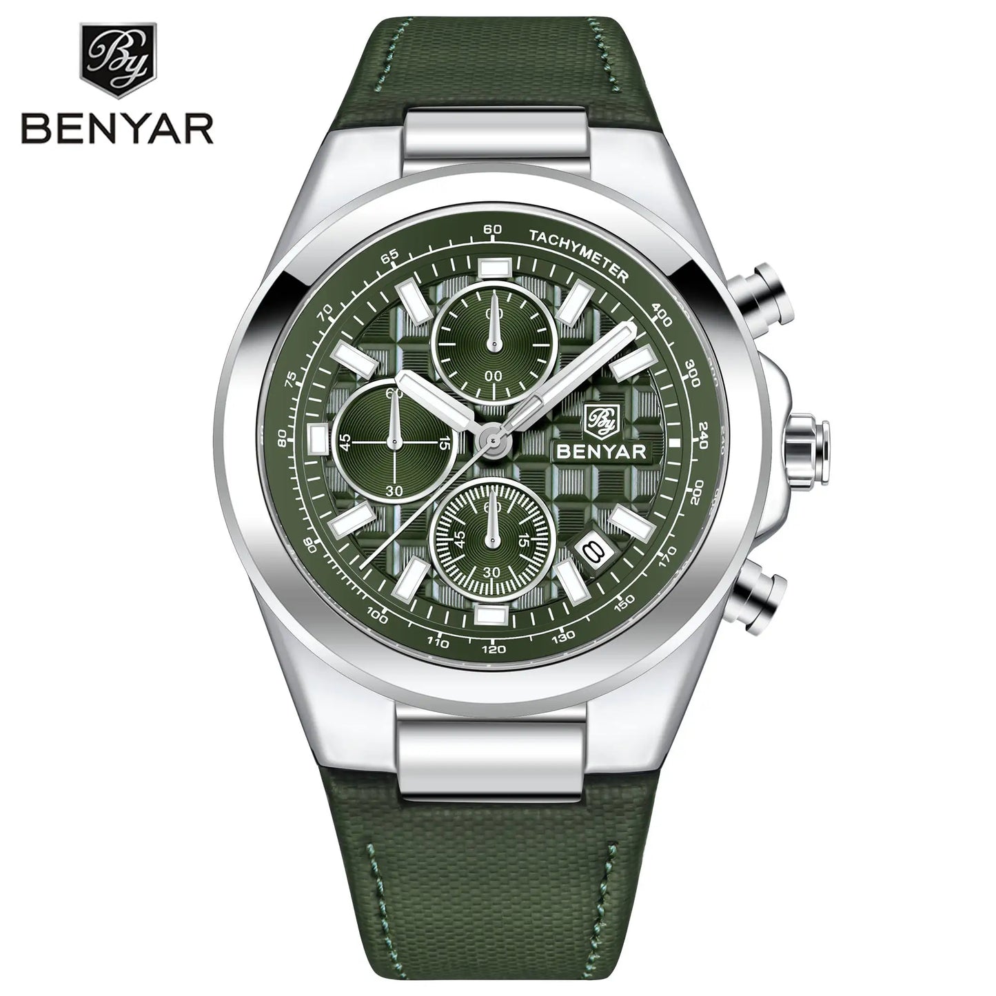 BENYAR Brand Men's 5206M Watches Top Luxury Watch for Men Chronograph Quartz Wristwatch Clock Waterproof Leather Reloj Hombr