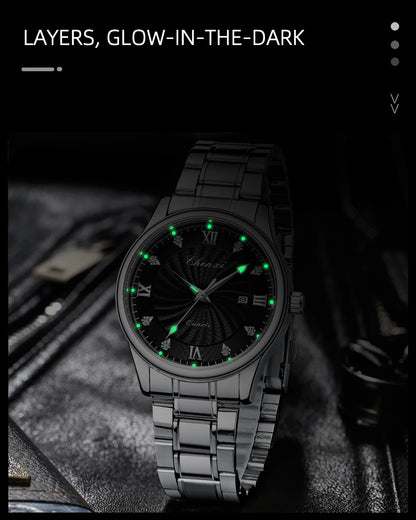 CHENXI 012 Diamond Watch for Men Stainless Steel Strap Man Sport Quartz Watches Fashion Silver White Bracelet Mens Wristwatches