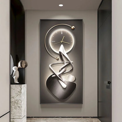 90X180 New Large Aluminum Alloy Crystal Wall Decor Clock Gallery Hanging Living Room Home Art Light Luxury Painting Dropshipping