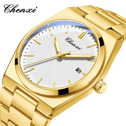 CHENXI 683 Classic Minimalist Dial Fashion Casual Quartz Watches for Men Calendar Stainless Steel Gold Watch Hot Selling Gift