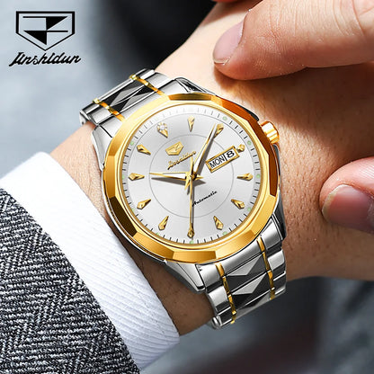 JSDUN 8936  Custom OEM logo Casual Waterproof  Stainless Steel Calendar Sport Automatic Mechanical Watches Men Wrist