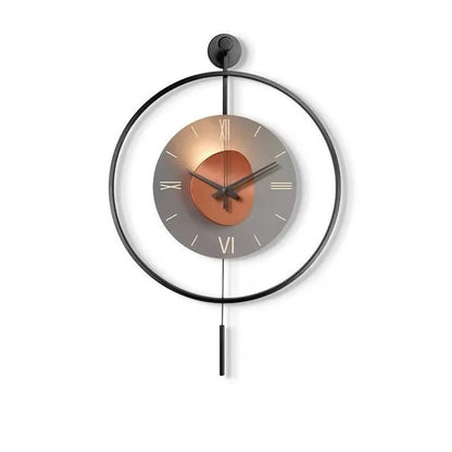 60X92CM With LED Night Light Pendulum Mass Modern Clock Metal Living Dining Bedroom Hotel Simple Fashion Creative Wall Watch DDP