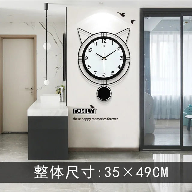 Modern Design Cute Cat Design Iron Wall Decor Clock Designed Buy Wholesale Wall Clock China Manufacturers