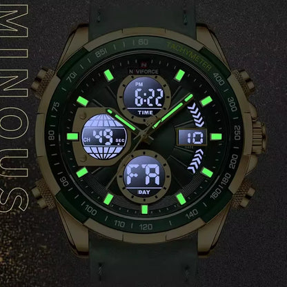 NAVIFORCE 9197 Quartz Watches Mens Luxury Sport Chronograph Waterproof Quartz Big Dial Clock Digital Wristwatches Men Watch