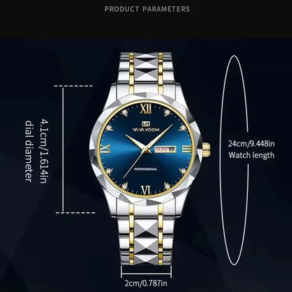 Hannah Martin Vava Voom 2741 Fashion Men's Watches Brand Waterproof Stainless Steel Business High End Date Quartz Watch for Men