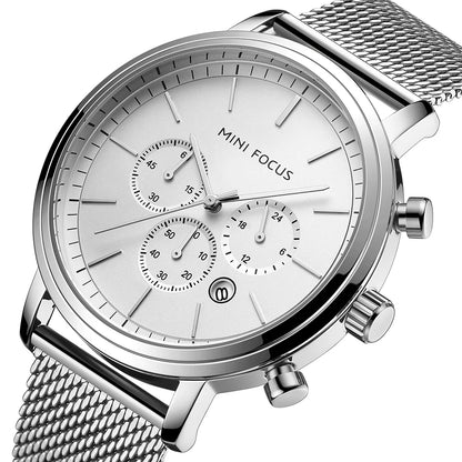 Reloj Hombre Mini Focus MF0297G Stylish Quartz Watches Luxury Personalized Silver Mesh Stainless Steel Band Men Wrist Watch