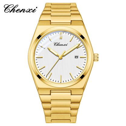 CHENXI 683 Classic Minimalist Dial Fashion Casual Quartz Watches for Men Calendar Stainless Steel Gold Watch Hot Selling Gift