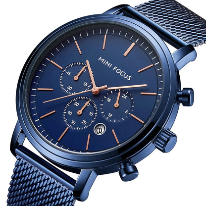 Reloj Hombre Mini Focus MF0297G Stylish Quartz Watches Luxury Personalized Silver Mesh Stainless Steel Band Men Wrist Watch
