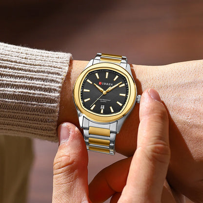 CURREN 8474 New Simple Luxury Quartz Watches Men Stainless Steel Band Wristwatch Luminous Hands Auto Date Life Waterproof Clock