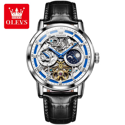 OLEVS 6670 Luxury Brand Men Style Fashion Skeleton Mechanical Men's Watch Genuine Leather Belt Automatic Oem Automatic Watches