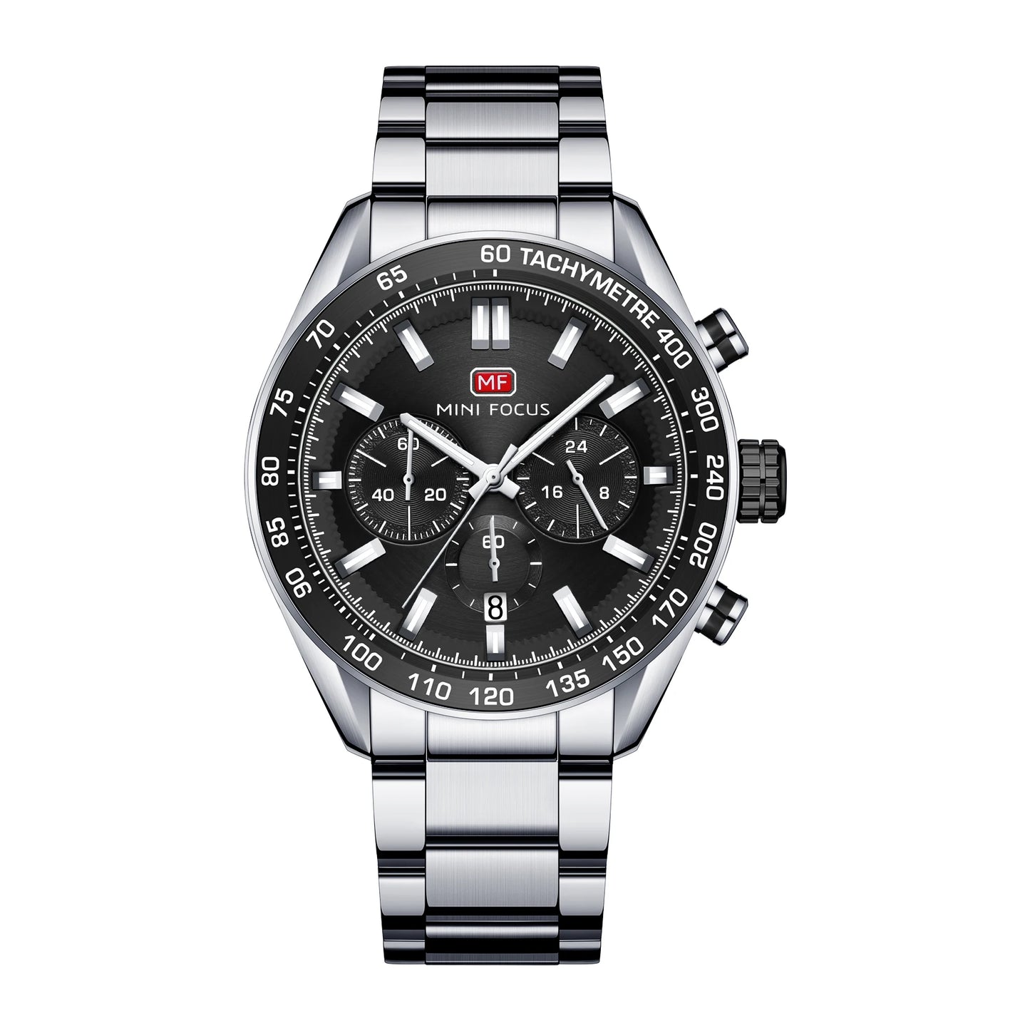 Top-Ranking MINI FOCUS MF0403G Business Watch Men High End Big Dial Waterproof Luminous With Stainless Steel Band Quartz Watches