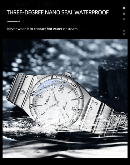 CHENXI 6402 Silver Blue Watch for Men New Mens Wristwatch 40mm Stainless Steel Quartz Watches Business Casual Bracelet Man Gift