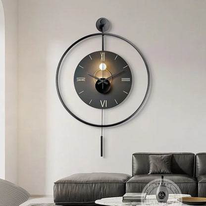 60X92CM With LED Night Light Pendulum Mass Modern Clock Metal Living Dining Bedroom Hotel Simple Fashion Creative Wall Watch DDP