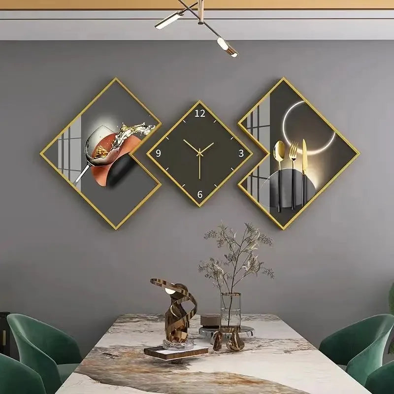 200cm Set 3 Modern Clocks Creative Modeling Design Wall Decorative Clock Light Luxury Wall Hanging Decor Art Clock for Sale