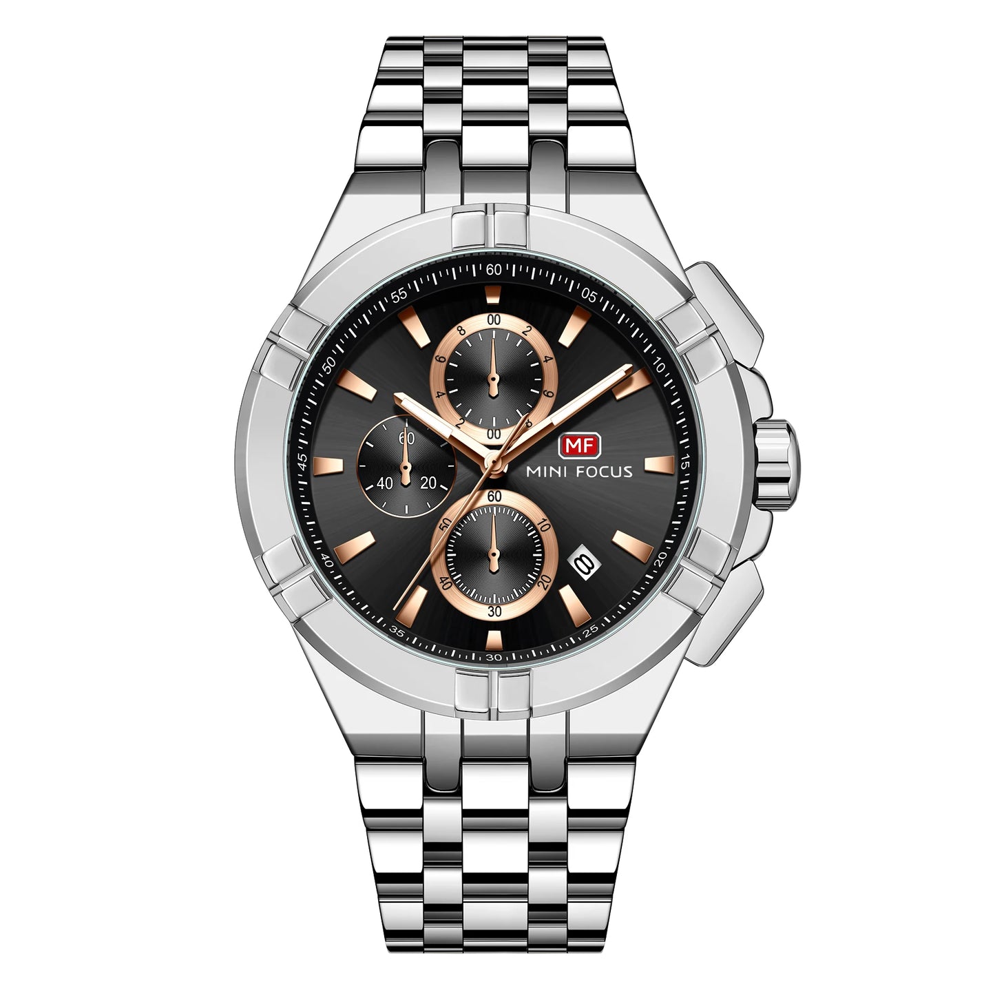 Montre Homme MINI FOCUS MF0471G Luxury Wristwatch Men Stainless Steel Band Chronograph Waterproof Quartz Watches