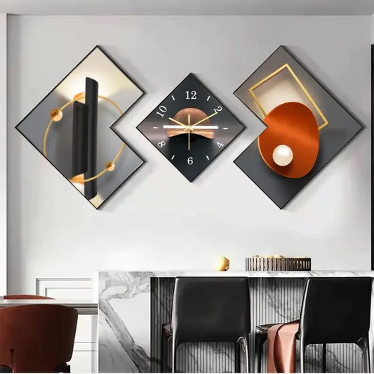 200cm Set 3 Modern Clocks Creative Modeling Design Wall Decorative Clock Light Luxury Wall Hanging Decor Art Clock for Sale