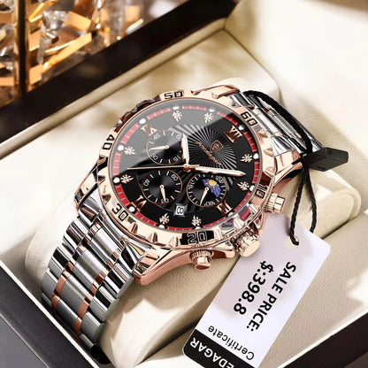 POEDAGAR Luxury Watch for Men 965 Waterproof Luminous Chronograph Date Man Wrist Watch Stainless Steel Quartz Men's Watches