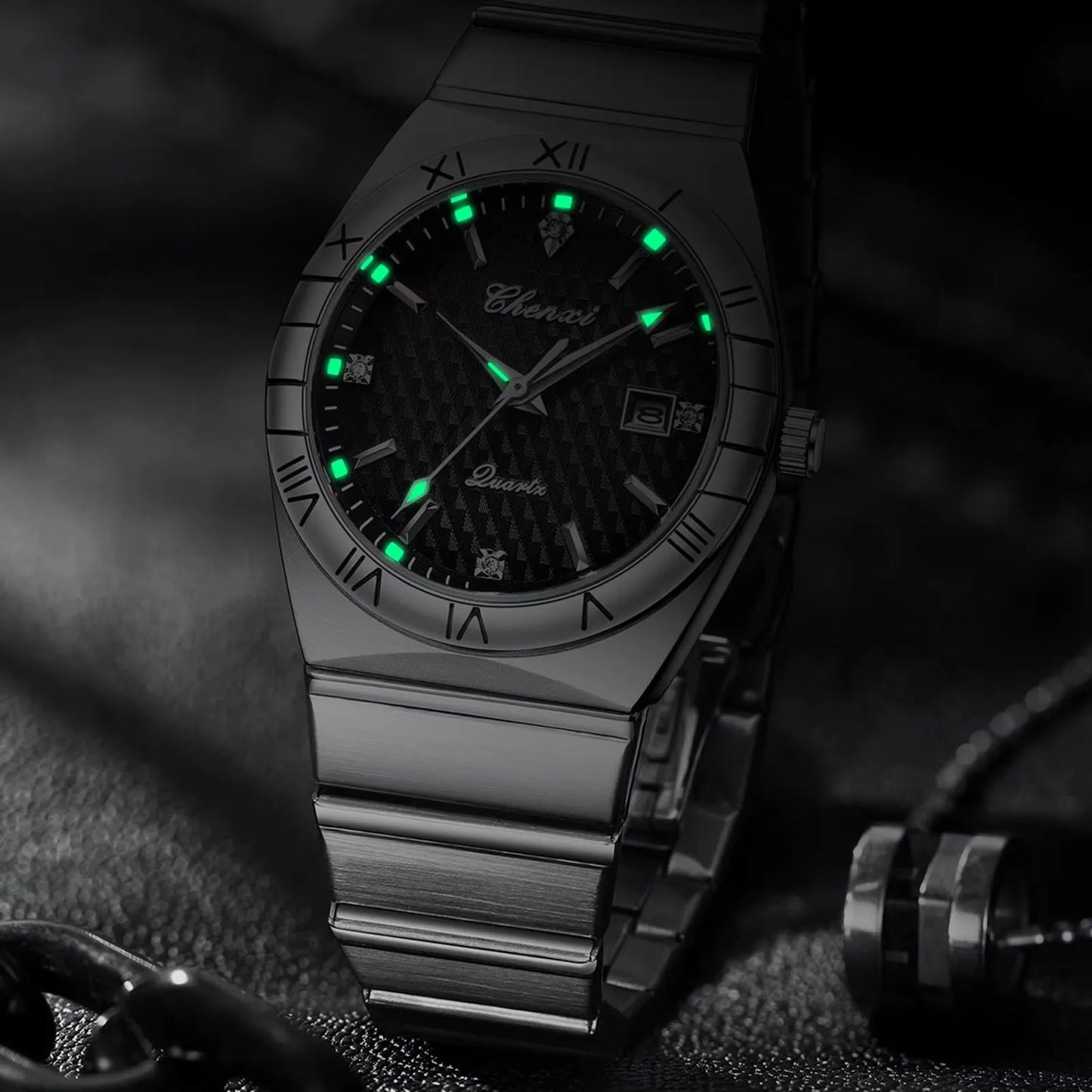 CHENXI 6402 Silver Blue Watch for Men New Mens Wristwatch 40mm Stainless Steel Quartz Watches Business Casual Bracelet Man Gift