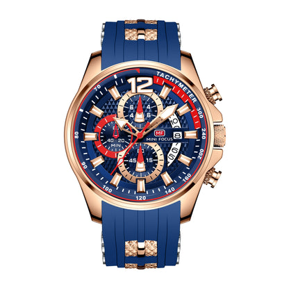 Best Selling MINI FOCUS MF0350G Luxury Quartz Watch Men Waterproof Silicone Band Waterproof Luminous Hands Wrist Watches