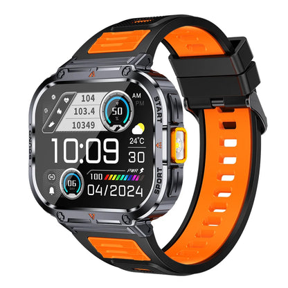 Outdoor Flashlight Smart Watch NX23 BT Calling Health Monitoring Heart Rate Blood Oxygen Men Sport Smart Watches IP68 Waterproof