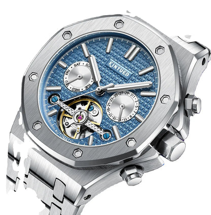 Custom Logo  J121 Business Stainless Steel Strap Watches Male Fashion Tourbillon Hollow Out Automatic Mechanical