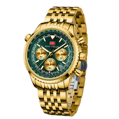 2024 MINI FOCUS Newest Model MF0463G Luxury Watch Gold Stainless Steel Band Luminous Waterproof Men Quartz Watches Reloj