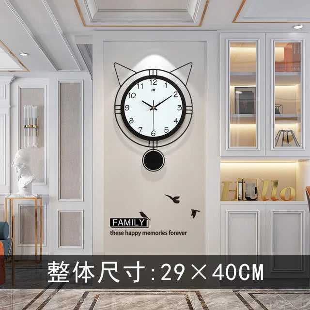 Modern Design Cute Cat Design Iron Wall Decor Clock Designed Buy Wholesale Wall Clock China Manufacturers