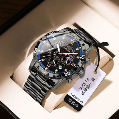 POEDAGAR Luxury Watch for Men 965 Waterproof Luminous Chronograph Date Man Wrist Watch Stainless Steel Quartz Men's Watches