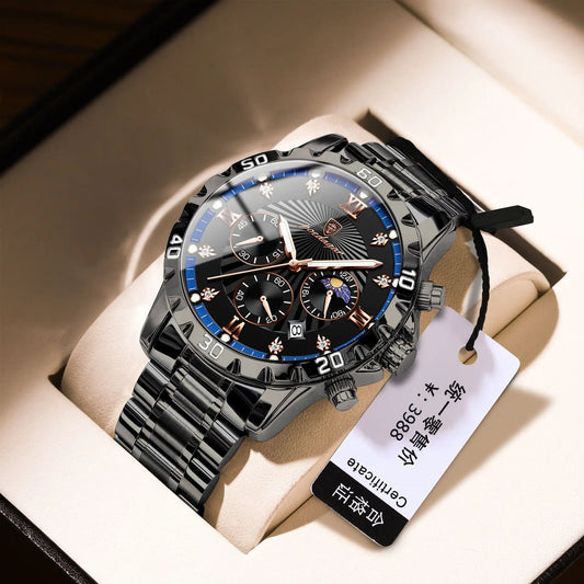 POEDAGAR Luxury Watch for Men 965 Waterproof Luminous Chronograph Date Man Wrist Watch Stainless Steel Quartz Men's Watches