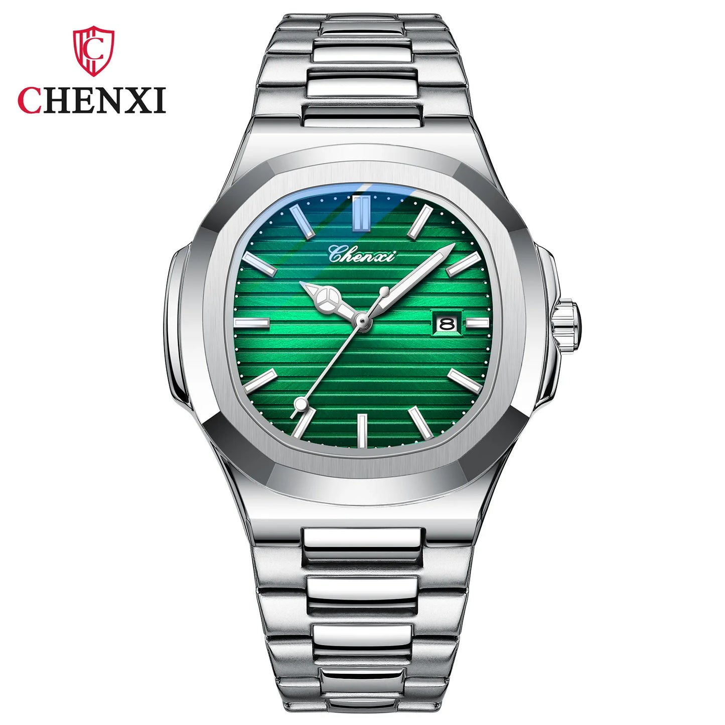 8222 Chenxi Watch Stainless Steel Band Date Mens Clock Business Male Quartz Waterproof Luxuries Man Square Wrist Watches for Men
