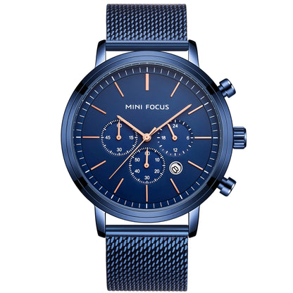 Reloj Hombre Mini Focus MF0297G Stylish Quartz Watches Luxury Personalized Silver Mesh Stainless Steel Band Men Wrist Watch