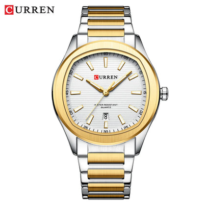 CURREN 8474 New Simple Luxury Quartz Watches Men Stainless Steel Band Wristwatch Luminous Hands Auto Date Life Waterproof Clock
