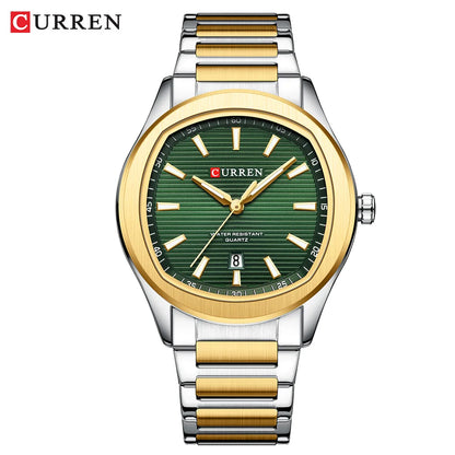 CURREN 8474 New Simple Luxury Quartz Watches Men Stainless Steel Band Wristwatch Luminous Hands Auto Date Life Waterproof Clock