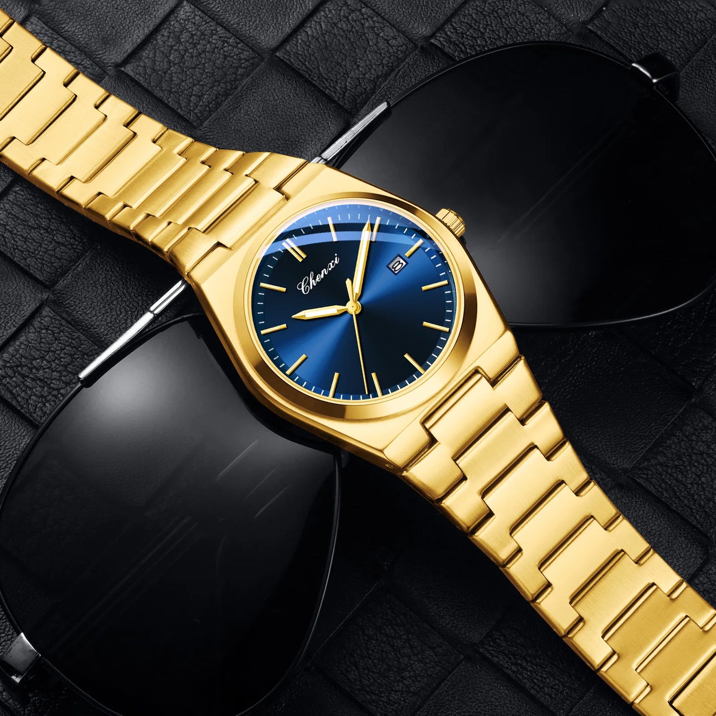 CHENXI 683 Classic Minimalist Dial Fashion Casual Quartz Watches for Men Calendar Stainless Steel Gold Watch Hot Selling Gift