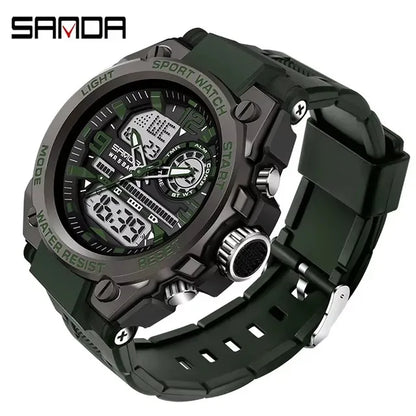 SANDA 6024 2025 Top Brand Men's Watches 5ATM Waterproof Sport Digital Wristwatch Quartz Watch for Men Clock Relogio Masculino