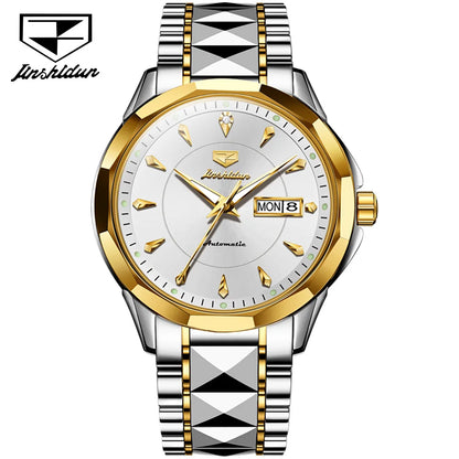 JSDUN 8936  Custom OEM logo Casual Waterproof  Stainless Steel Calendar Sport Automatic Mechanical Watches Men Wrist