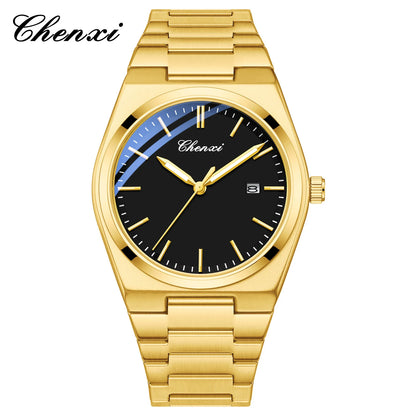 CHENXI 683 Classic Minimalist Dial Fashion Casual Quartz Watches for Men Calendar Stainless Steel Gold Watch Hot Selling Gift